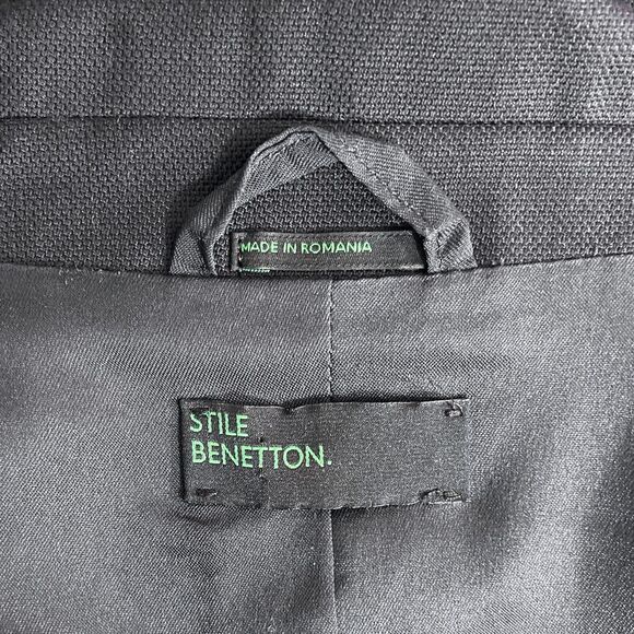 Stile Benetton Women's 3-Button Structured Blazer IT 42 US 6 Navy Blue Pockets - Picture 5 of 7